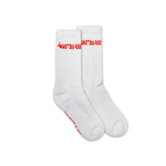 ‘What Do You Believe In?’ White Sport Socks